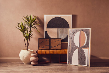 Set of 2 Brown and Black Textured Wall Art | Astratto
