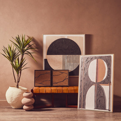 Set of 2 Brown and Black Textured Wall Art | Astratto