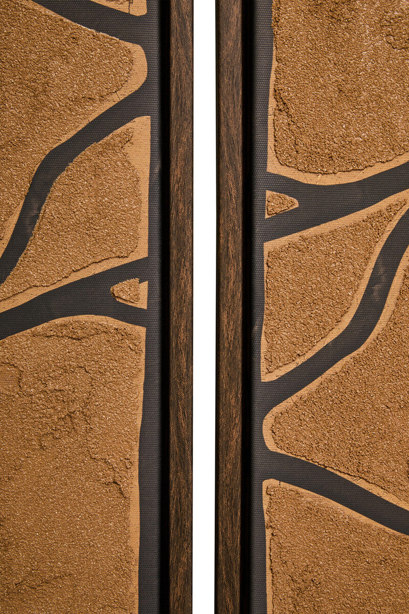 Set of 2 Brown and Black Textured Wall Art | Astratto