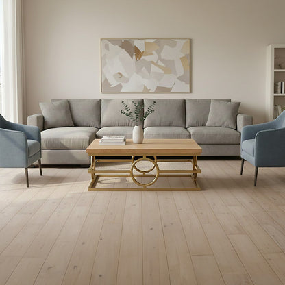 Jarloi Oak Wood and Gold Finish Square Coffee Table