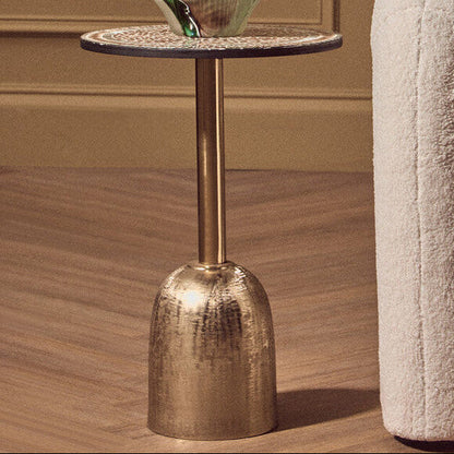 Inventivo Mosaic Top Side Table with Gold Finish Base
