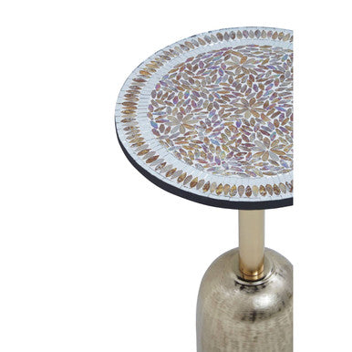 Inventivo Mosaic Top Side Table with Gold Finish Base