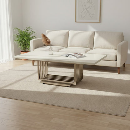 Moda Ivory Marble Effect Coffee Table with Silver Finish Base