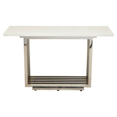 Moda White Marble Effect Console Table with Silver Finish Base