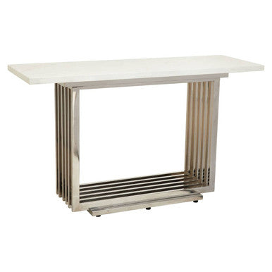 Moda White Marble Effect Console Table with Silver Finish Base