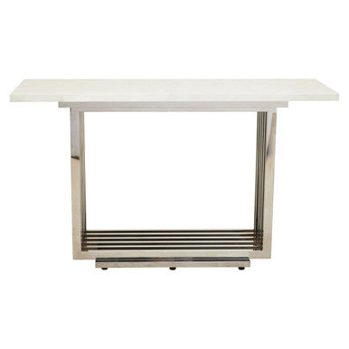 Moda White Marble Effect Console Table with Silver Finish Base