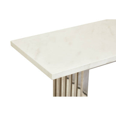 Moda White Marble Effect Console Table with Silver Finish Base