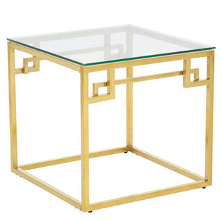 Allure Gold Finish Side Table with Tempered Glass Top