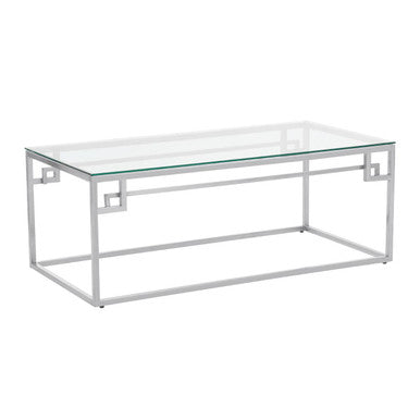 Allure Silver Finish Coffee Table with Tempered Glass Top