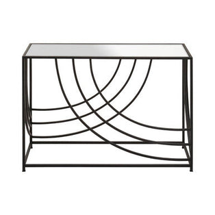 Logan Mirrored Top and Black Finish Console Table