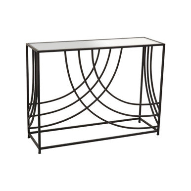 Logan Mirrored Top and Black Finish Console Table