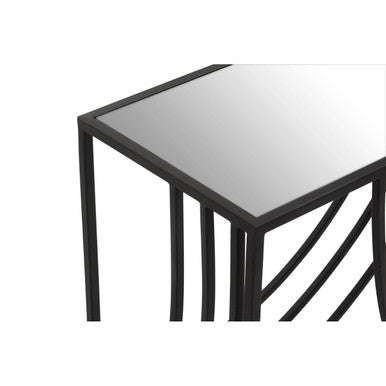 Logan Mirrored Top and Black Finish Console Table