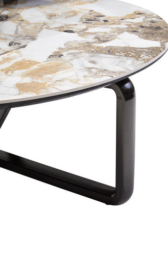Imperia Grey Ceramic Marble Effect 3 Tier Round Coffee Table