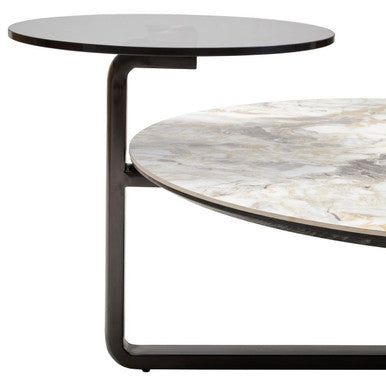 Imperia Grey Ceramic Marble Effect 3 Tier Round Coffee Table