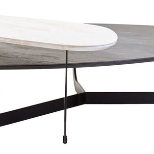 Imperia White Ceramic 2 Tier Asymmetrical Large Coffee Table