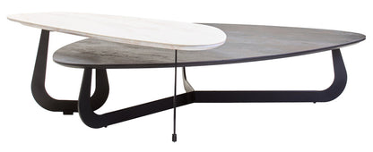 Imperia White Ceramic 2 Tier Asymmetrical Large Coffee Table