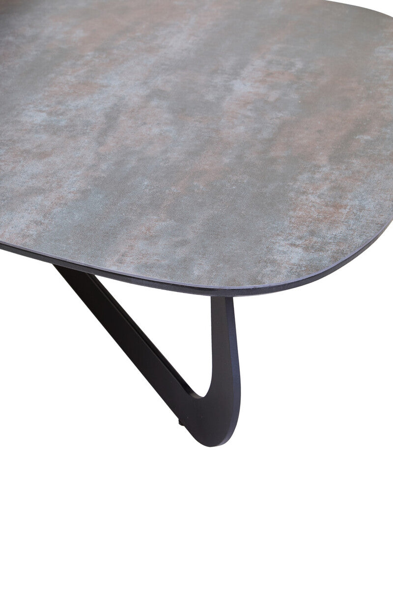 Imperia White Ceramic 2 Tier Asymmetrical Large Coffee Table