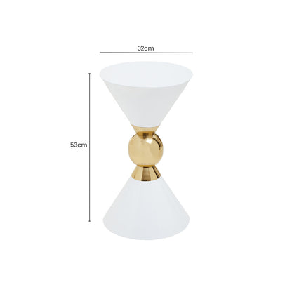 Jaipur White and Gold Finish Hourglass Side Table