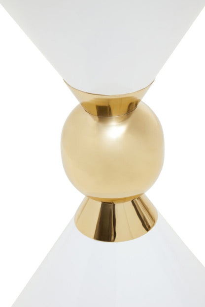 Jaipur White and Gold Finish Hourglass Side Table