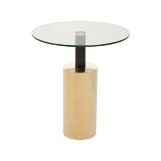Oria Clear Glass Round Side Table with Gold Finish Base