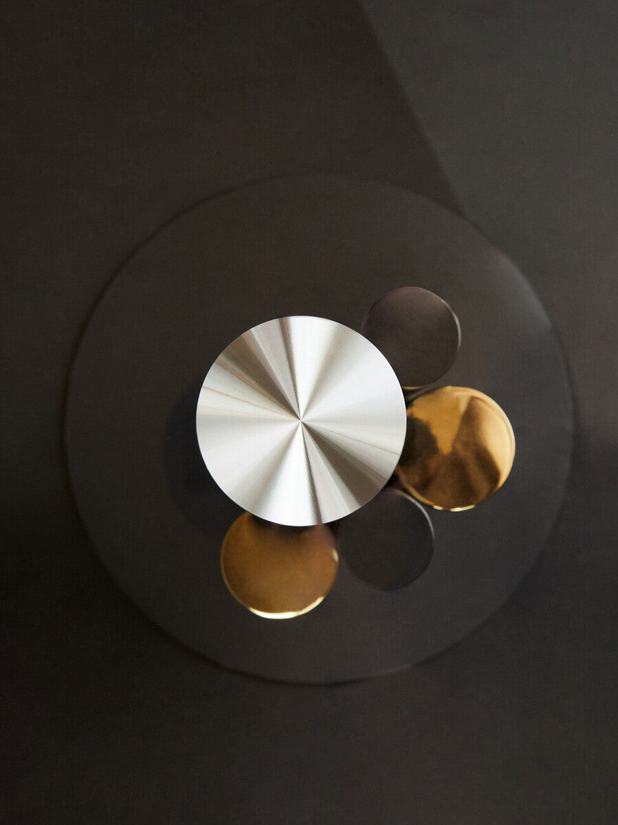 Oria Clear Glass Round Side Table with Gold and Black Base