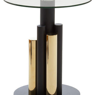 Oria Round Side Table with Gold and Black Layer Base