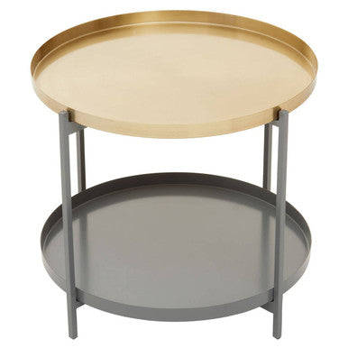 Korba Grey and Matt Gold Finish 2 Tier Coffee Table