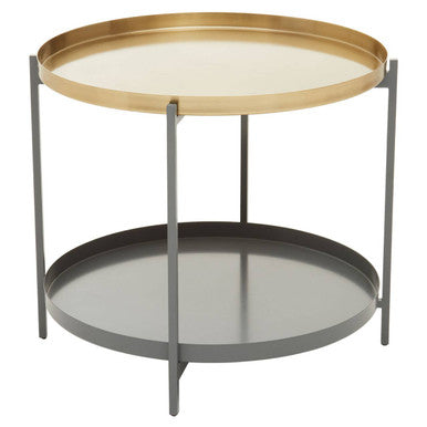 Korba Grey and Matt Gold Finish 2 Tier Coffee Table