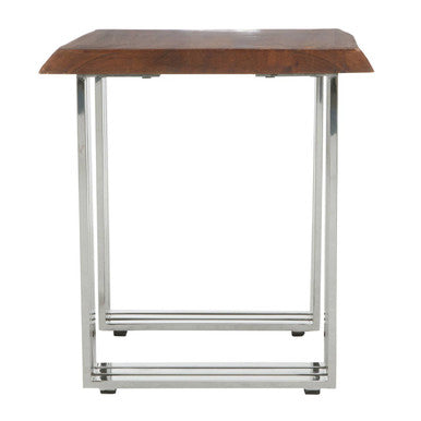 Hampstead Acacia Wood and Silver Finish Side Table