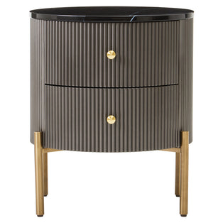 Dervio Black Marble and Grey Wood Effect 2 Drawer Chest