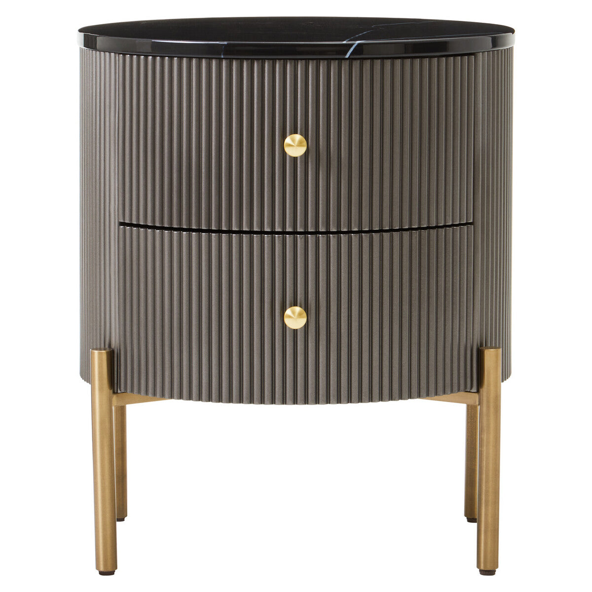 Dervio Black Marble and Grey Wood Effect 2 Drawer Chest