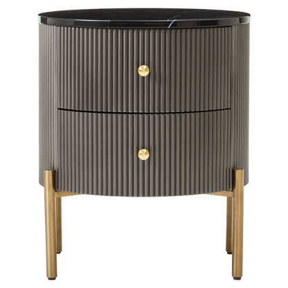 Dervio Black Marble and Grey Wood Effect 2 Drawer Chest