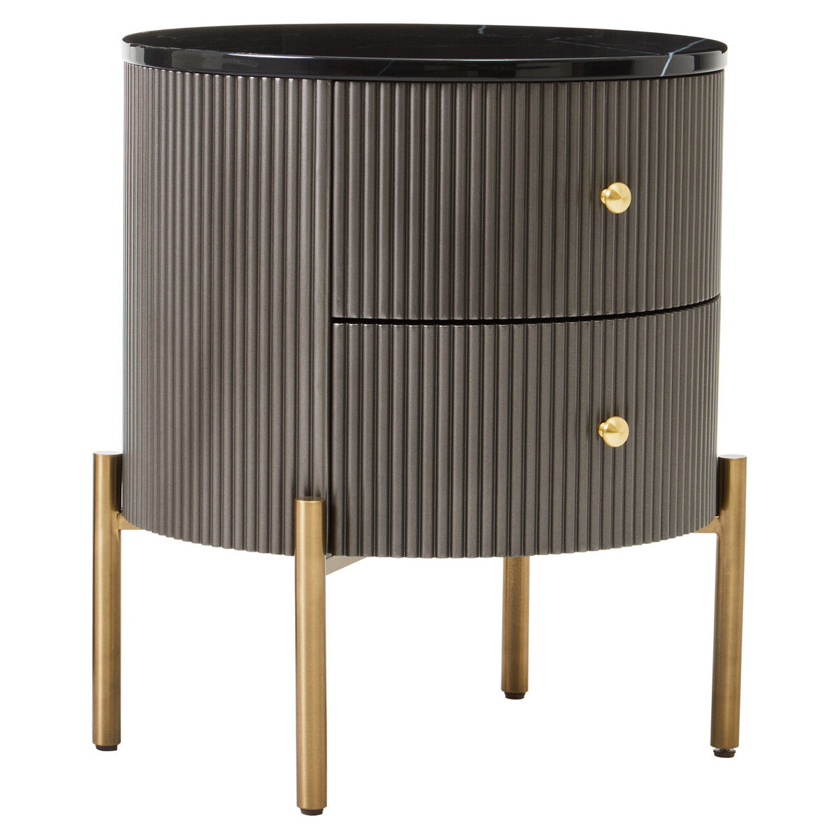 Dervio Black Marble and Grey Wood Effect 2 Drawer Chest
