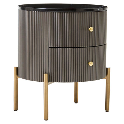Dervio Black Marble and Grey Wood Effect 2 Drawer Chest