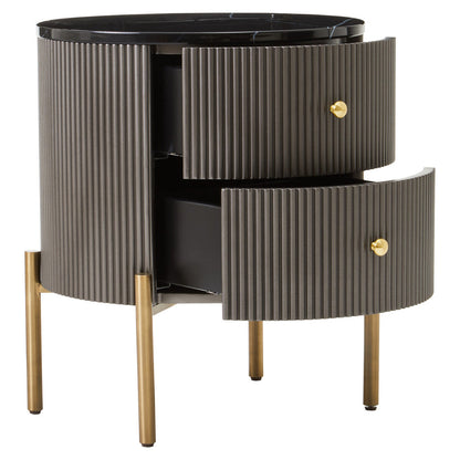 Dervio Black Marble and Grey Wood Effect 2 Drawer Chest