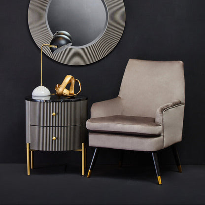 Dervio Black Marble and Grey Wood Effect 2 Drawer Chest