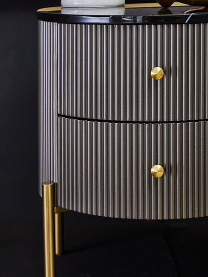 Dervio Black Marble and Grey Wood Effect 2 Drawer Chest