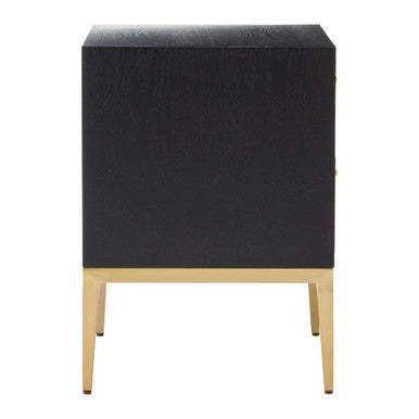 Deruta Black and Grey Shagreen Effect 2 Drawer Side Table