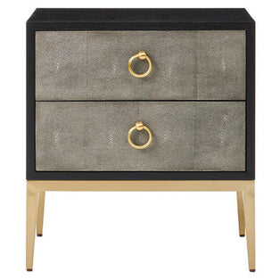 Deruta Black and Grey Shagreen Effect 2 Drawer Side Table