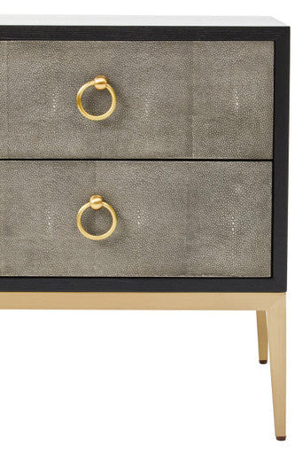 Deruta Black and Grey Shagreen Effect 2 Drawer Side Table
