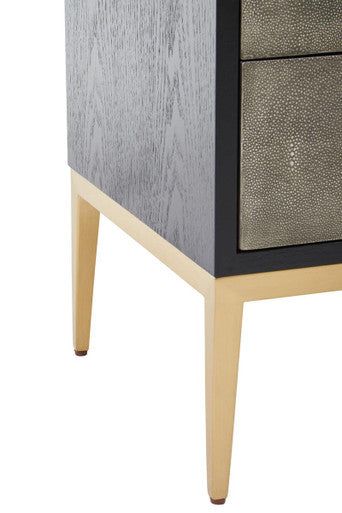 Deruta Black and Grey Shagreen Effect 2 Drawer Side Table