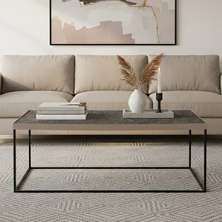 Akola Silver Finish Textured Coffee Table with Black Frame