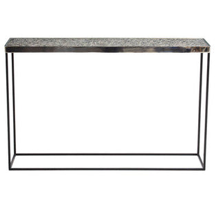 Akola Silver Finish Console Table with Black Finish Legs