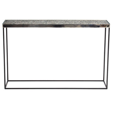 Akola Silver Finish Console Table with Black Finish Legs