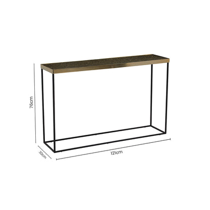 Akola Gold Finish Console Table with Black Base