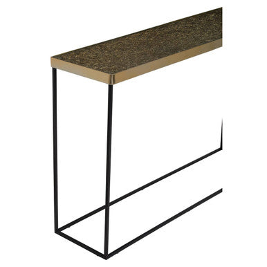Akola Gold Finish Console Table with Black Base