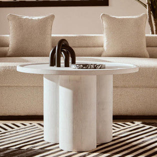 Walsa Whitewash Mango Wood Column Detail Coffee Table
