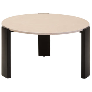 Palermo Cream Marble and Black Acacia Wood Large Round Coffee Table