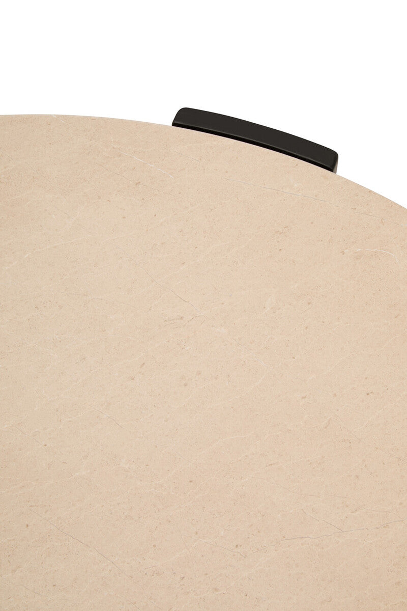 Palermo Cream Marble and Black Acacia Wood Large Round Coffee Table