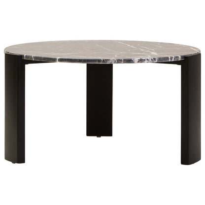 Palermo Black Marble and Acacia Wood Large Round Coffee Table